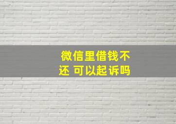 微信里借钱不还 可以起诉吗